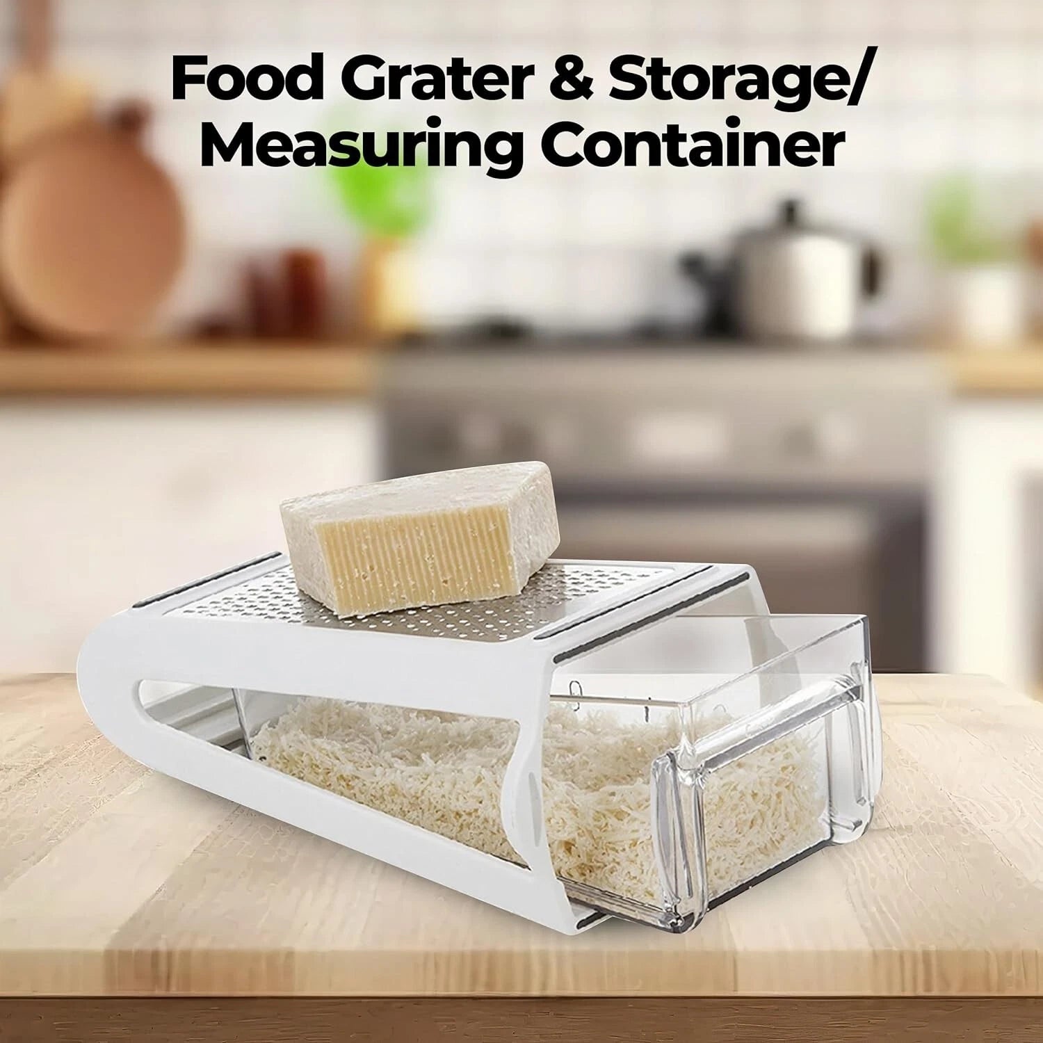 Cheese Grater with Container – 2-Sided Stainless Steel Vegetable, Fruit & Cheese Grater Kitchen Tool