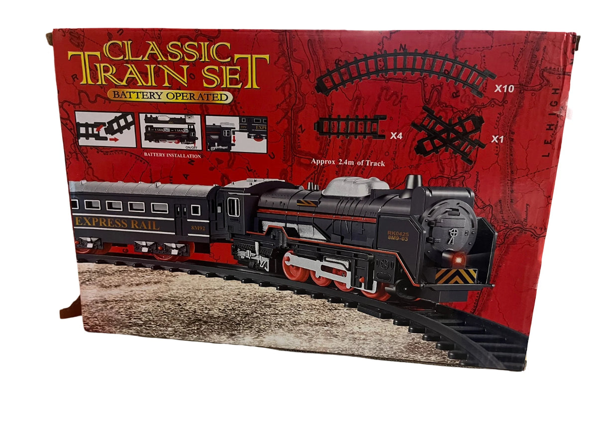 Classic Battery Operated Train Set With Tracks Light Engine Children Kids Toy