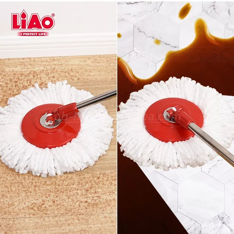 Spin Mop and Bucket Set – Microfibre Floor Cleaning System with Stainless Steel Handle for Home Cleaning