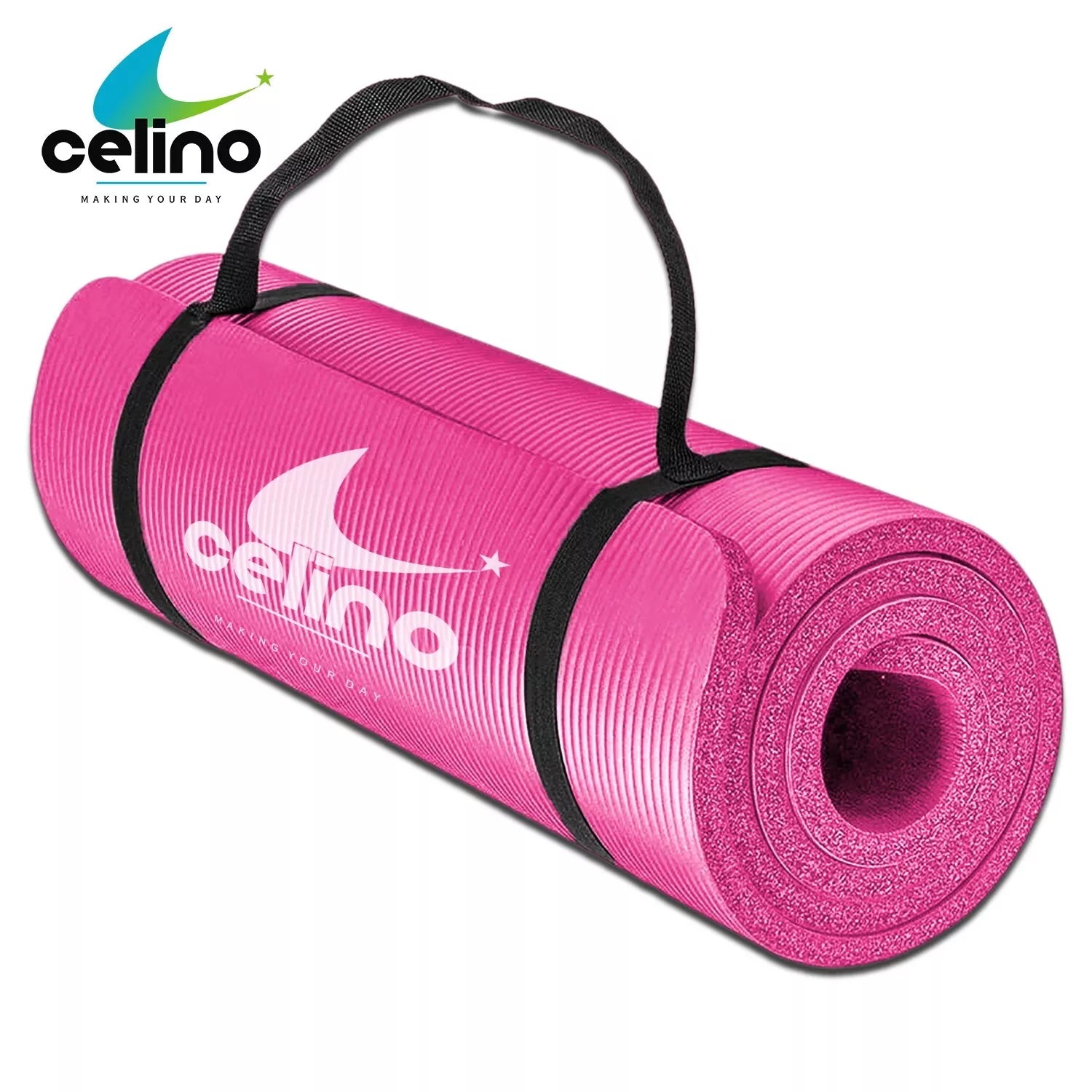 Yoga Mat Thick 10mm Non Slip NBR Carry Strap 183cm x 61cm Fitness Exercise Gym