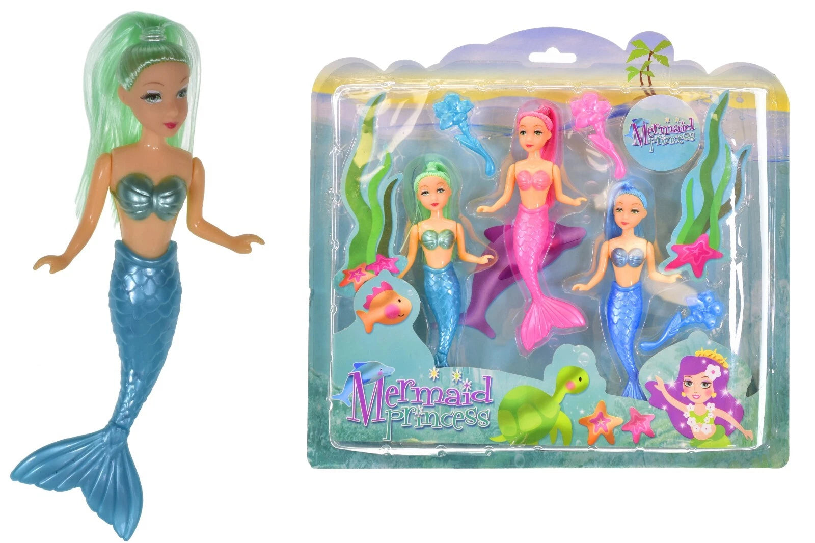 Mermaid Princess Doll Set of 3 Girls Toys Play Time Fun Children Gift Kids Toy