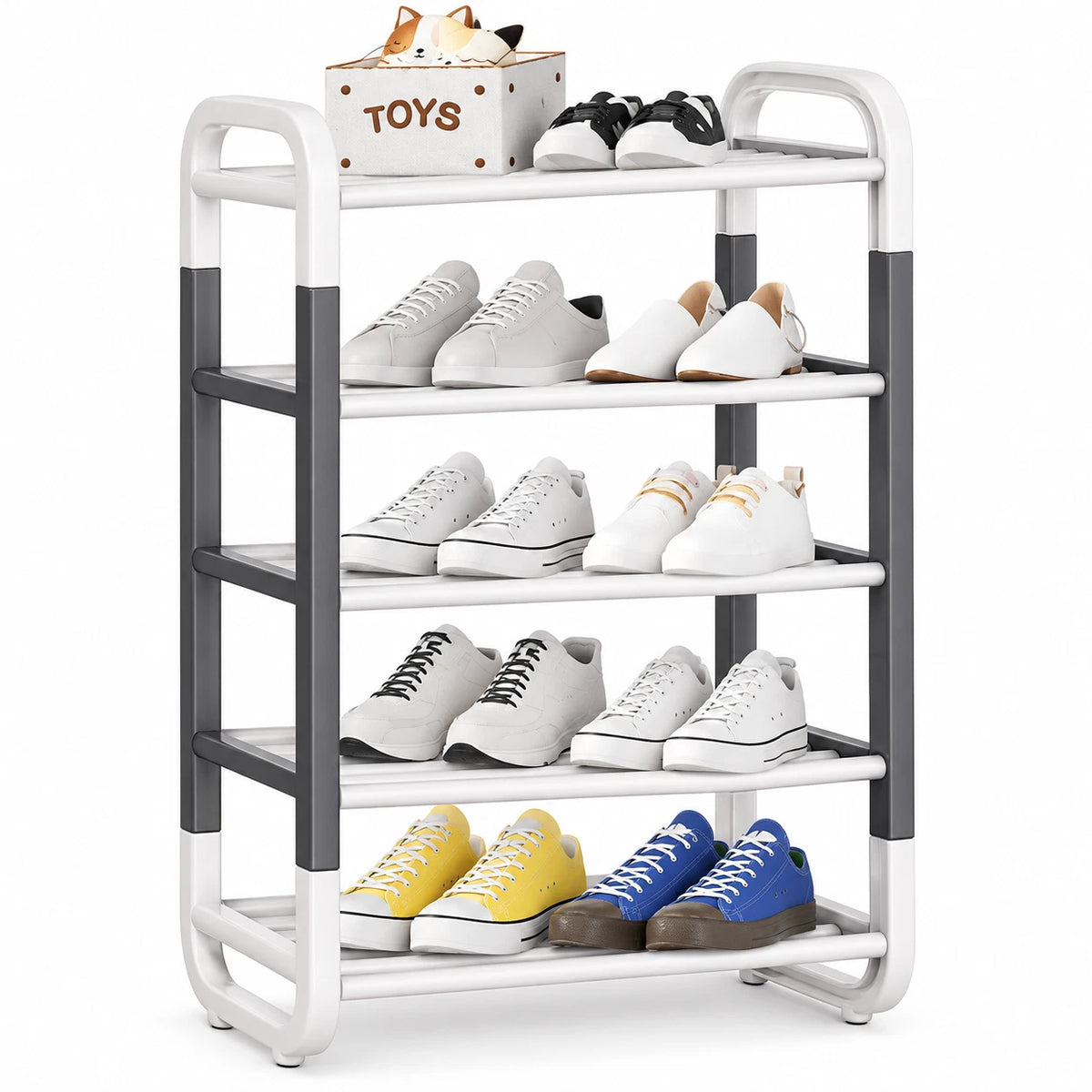 5 Tier Shoe Rack Footwear Organiser Stand Plastic Storage Shelves Hallway Tidy