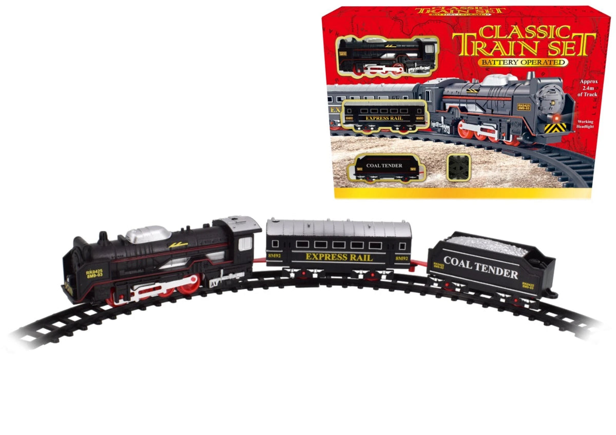 Classic Battery Operated Train Set With Tracks Light Engine Children Kids Toy