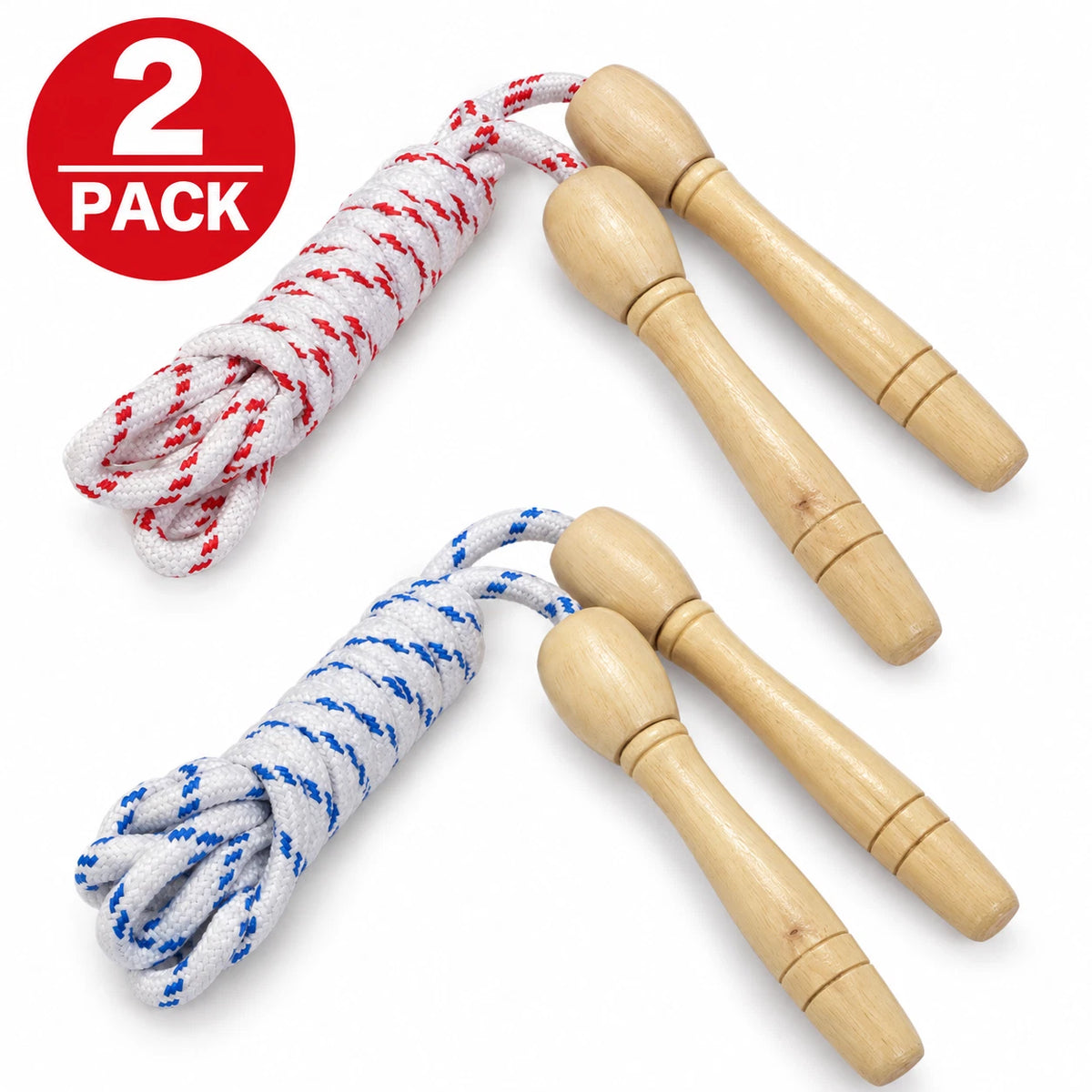 2 x Skipping Rope Wooden Handle Jumping Speed Gym Activity Kids Adults Fitness