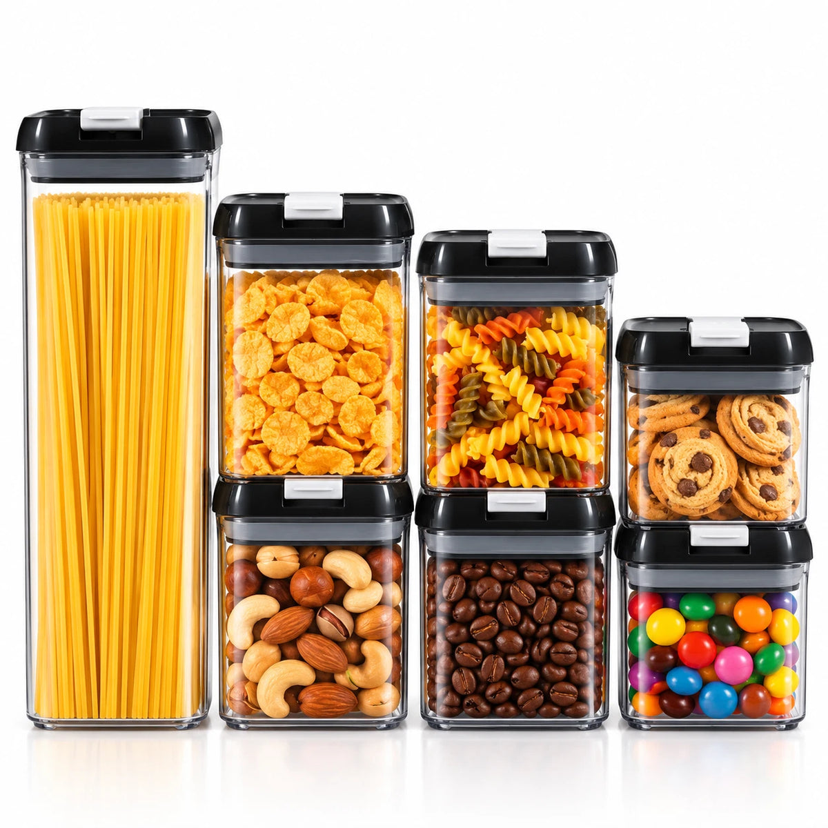 7 Pcs Food Storage Containers with Lids Airtight BPA Free Plastic Set Stackable