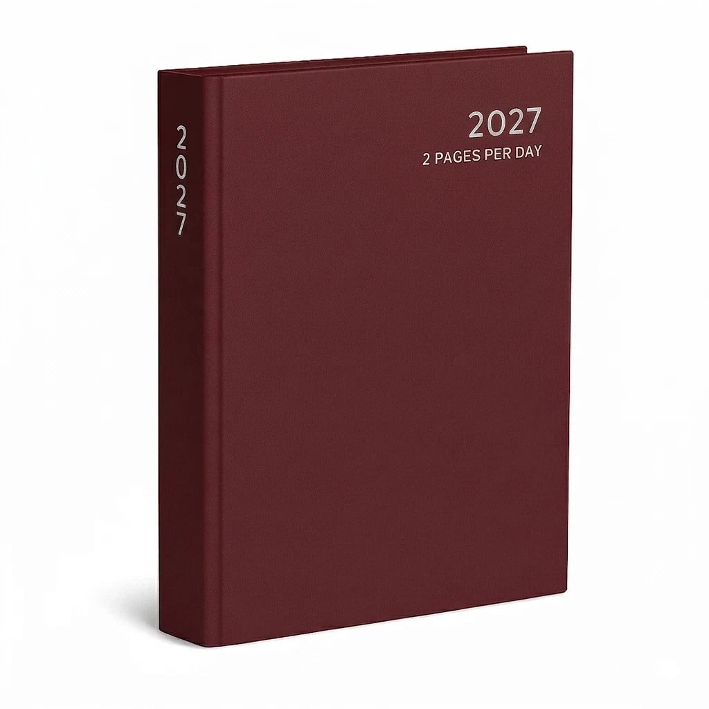 2027 Diary 2 Pages Per Day A5 Hardcover Planner Appointment Office Business Book