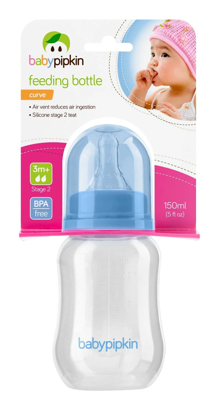 2x Baby Feeding Bottles 150ml Curve Shape Silicone Team Milk Bottle BPA Free 3m+