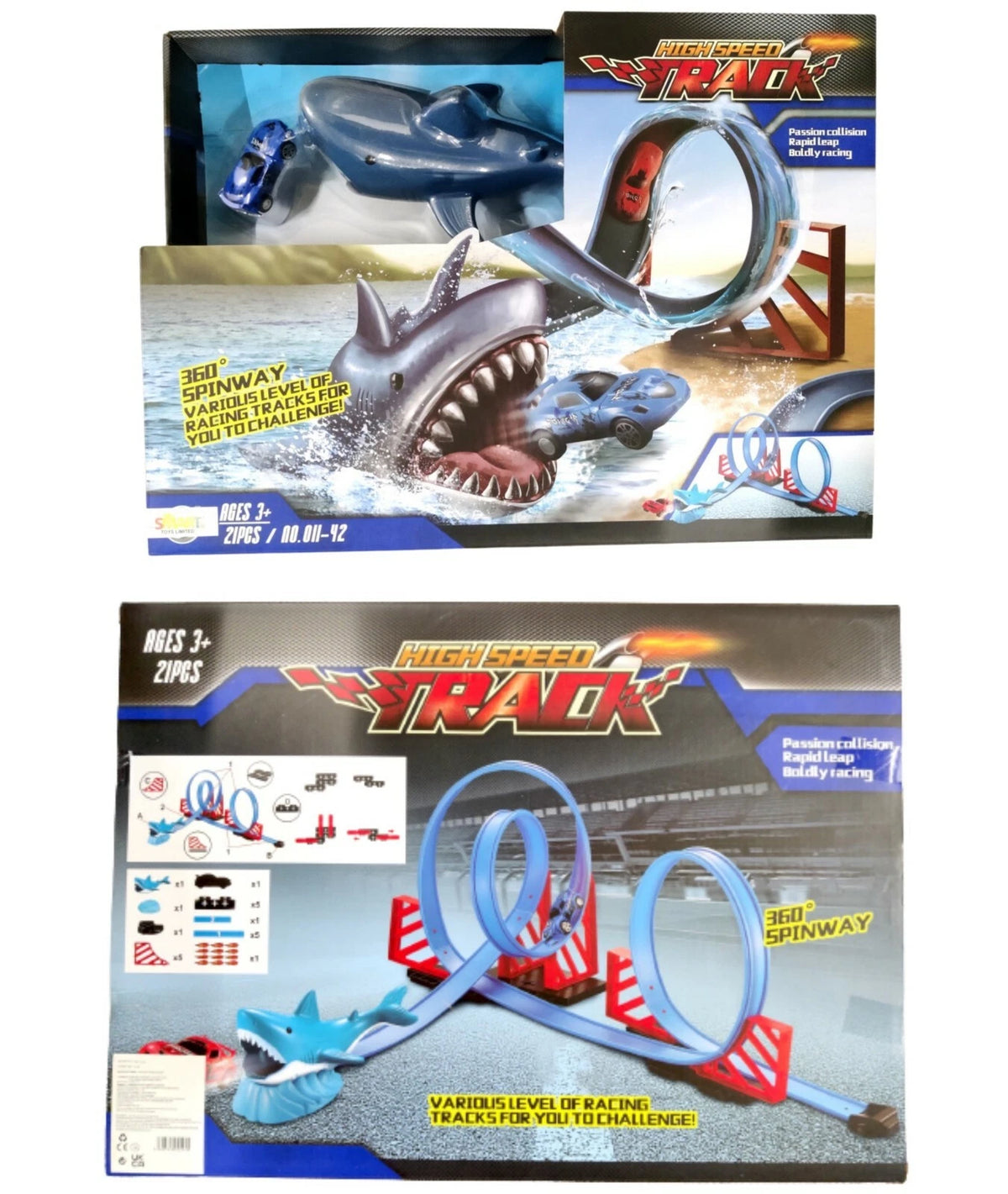 High Speed Shark Racing Track Car Set 360° Spin Kids Children Playset Toy Gift