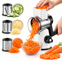 3 in 1 Rotary Cheese Grater Vegetable Slicer Manual Food Chopper Stainless Steel