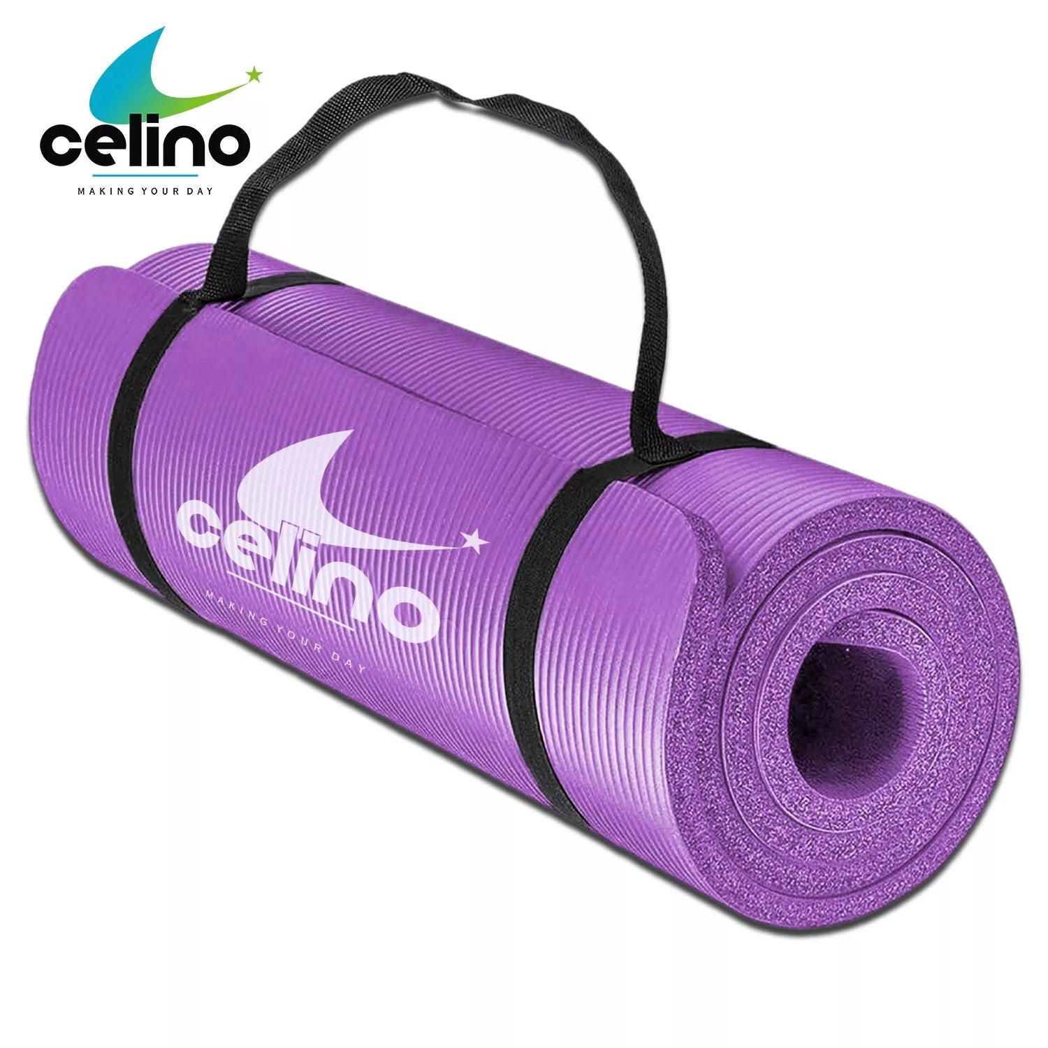 Yoga Mat Thick 10mm Non Slip NBR Carry Strap 183cm x 61cm Fitness Exercise Gym