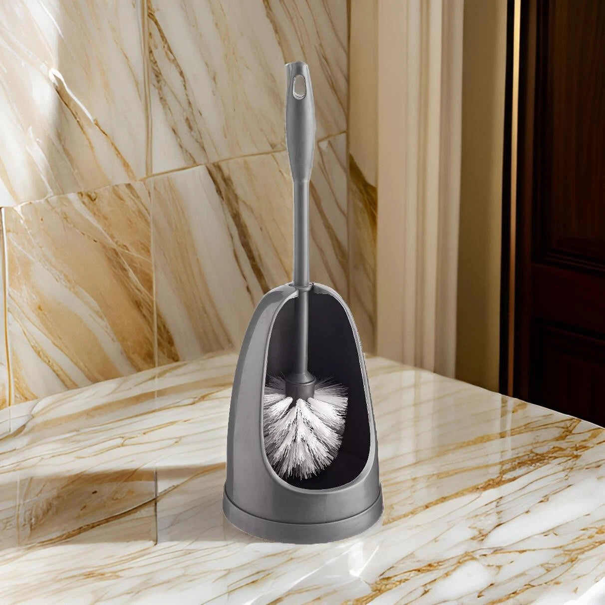 Toilet Brush and Holder Set Plastic Bathroom Accessories Cleaning Freestanding