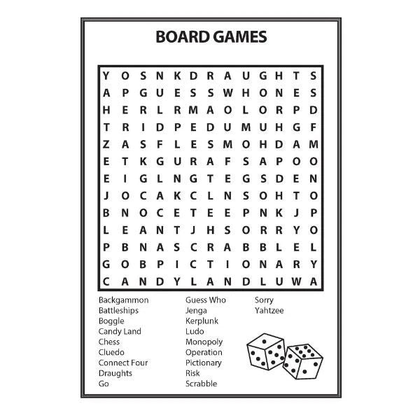 A4 Wordsearch Puzzle Book For Adults Kids Large Print Activity Travel Quiz
