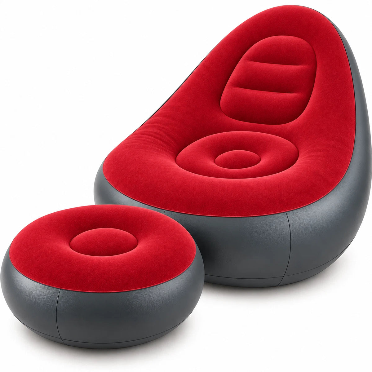 Inflatable Lounger Chair Sofa With Foot Stool Air Blow Up Couch Indoor Outdoor