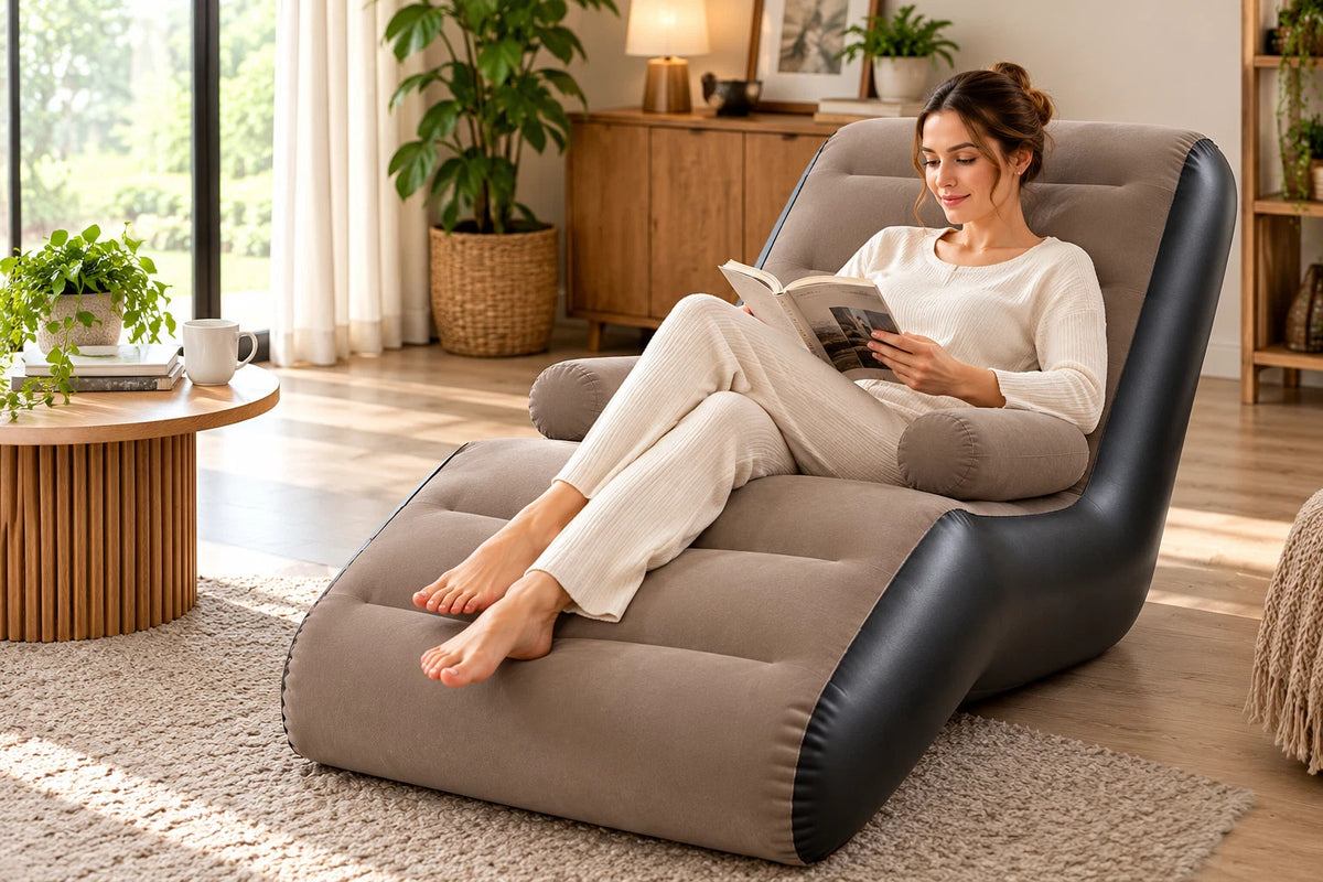 Infltable Sofa Bed Single Lounge Chair For Camping Indoor Outdoor With Armrest
