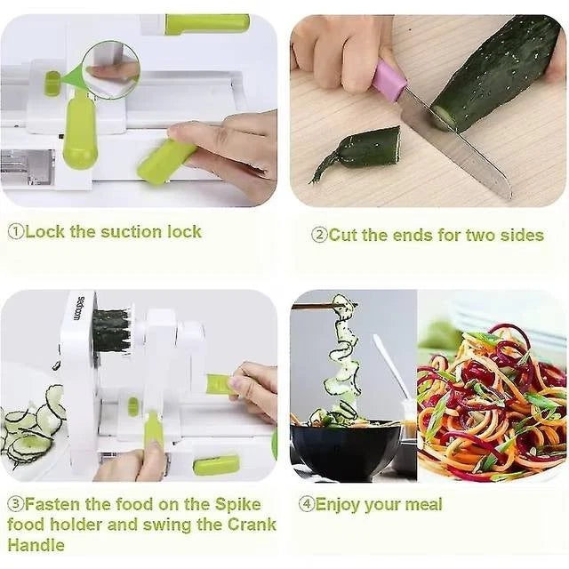 5 Blades Vegetable Spiralizer Slicer Zucchini Noodle Spaghetti Maker Foldable