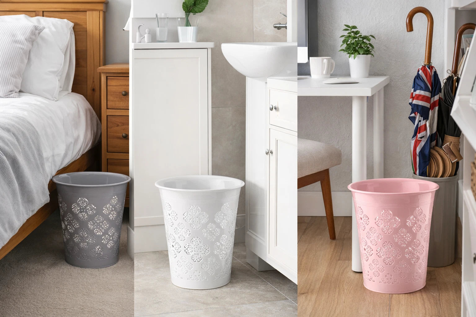 8L Waste Paper Bin Office Bedroom Bathroom Home Floral Rubbish Kitchen Dustbin