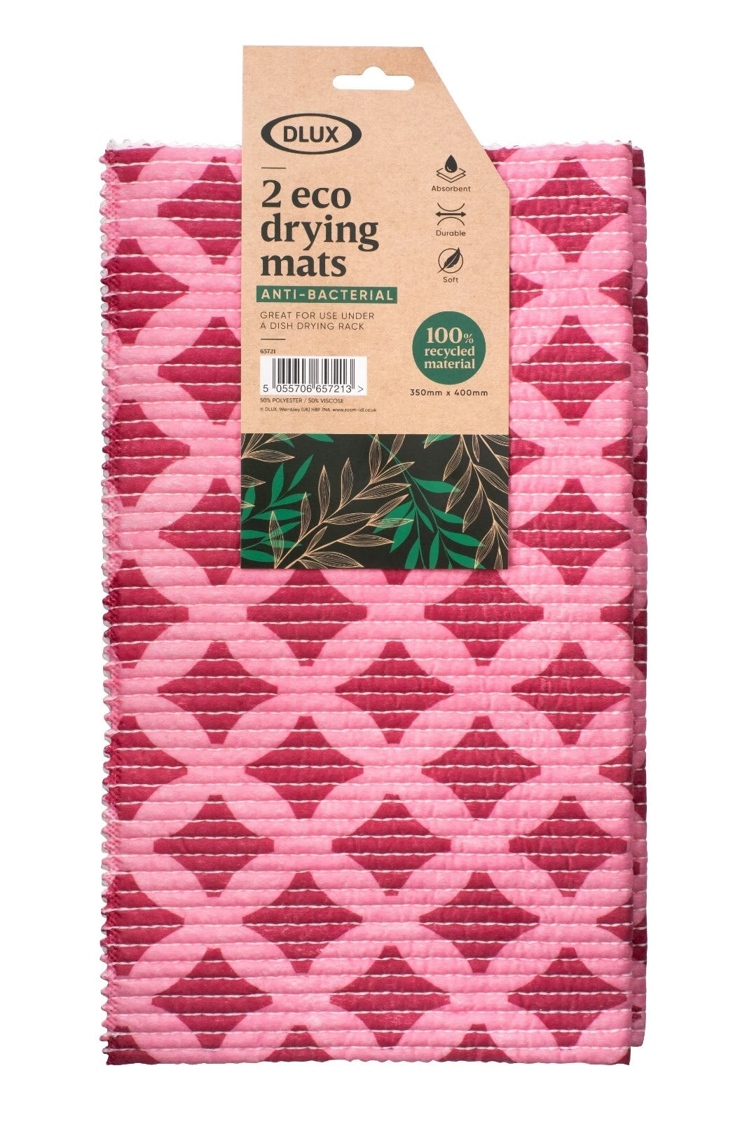 Share 2 Eco Dish Drying Mat Rack Washing Up Towel Soft Kitchen Sink Drainer 35x40cm