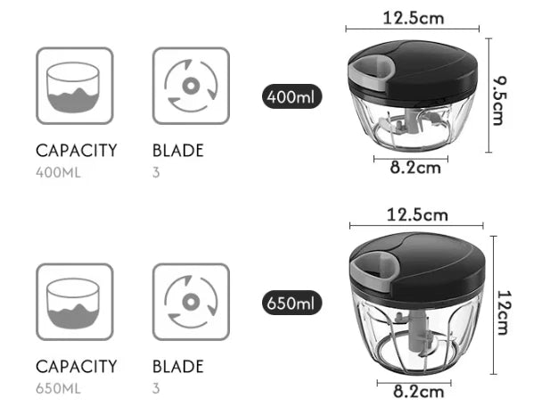 Manual Food Chopper Vegetable Chopper with Easy Pull Cord 650ml Onion Slicer