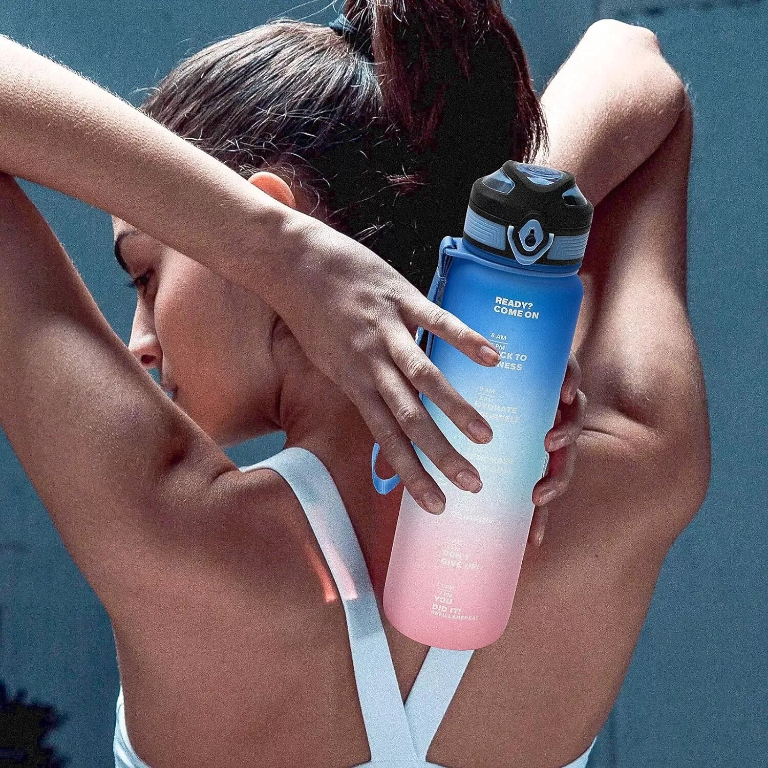 1L Sports Water Bottle Gym Travel Drinking Leak proof Bottle with Straw BPA Free