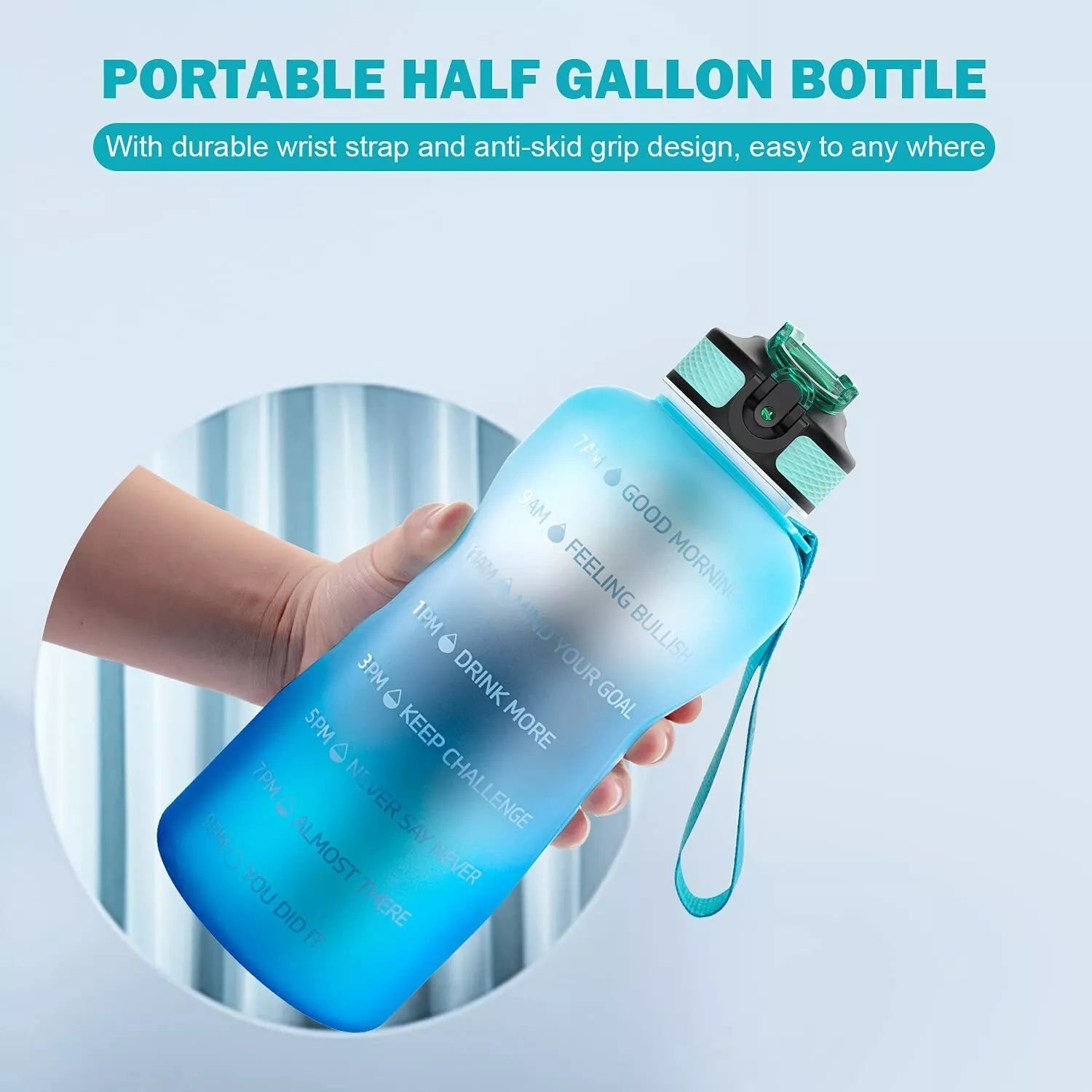 2L Water Bottle with Straw – Leakproof BPA-Free Gym & Sports Bottle with Time Markings