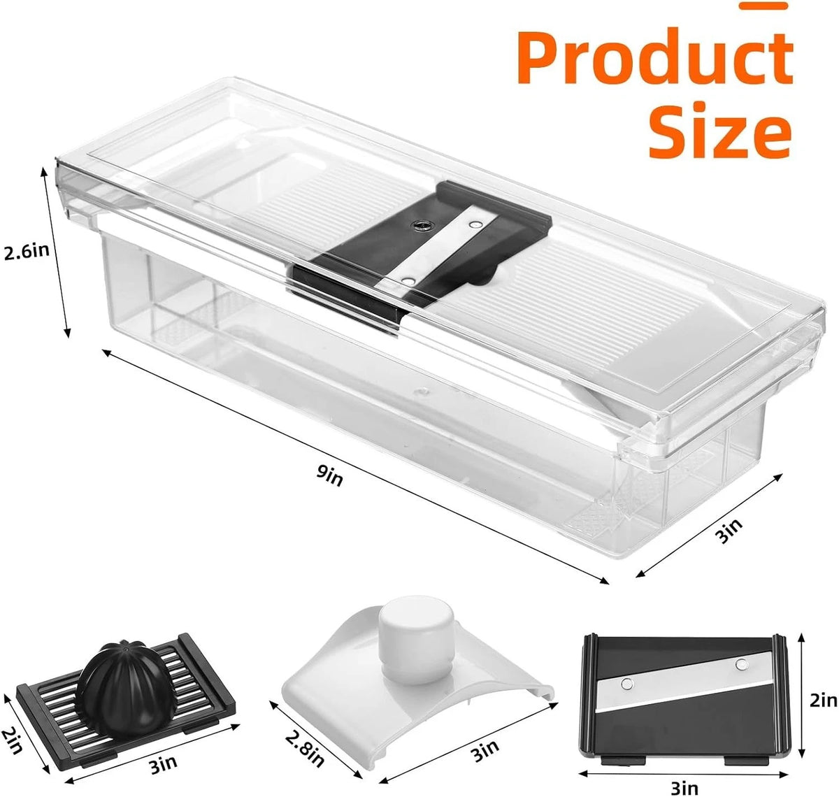Mandoline Vegetable Slicer with Container 4 Blades and Juicer Julienne Cutter
