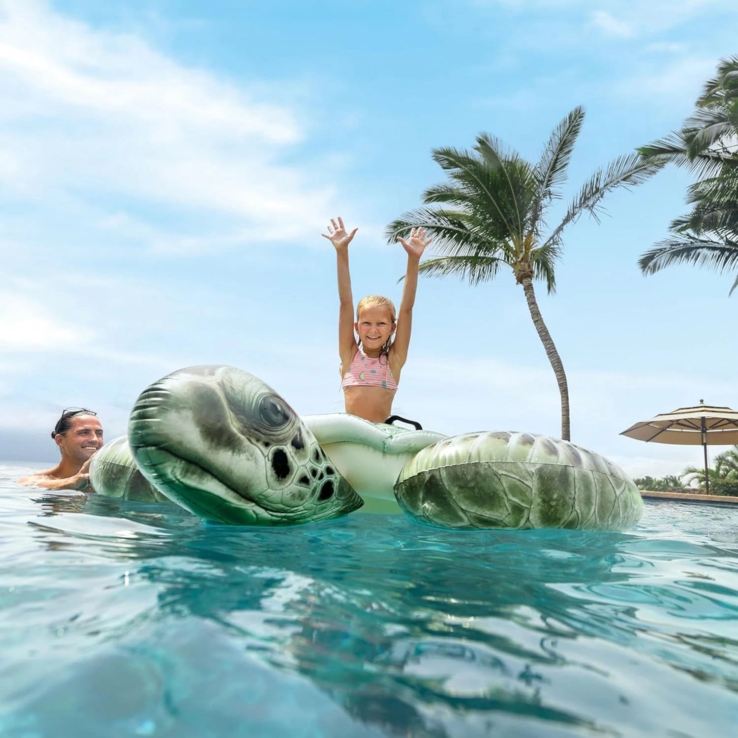Intex Sea Turtle Inflatable Swimming Pool Float Ride On Realistic Print