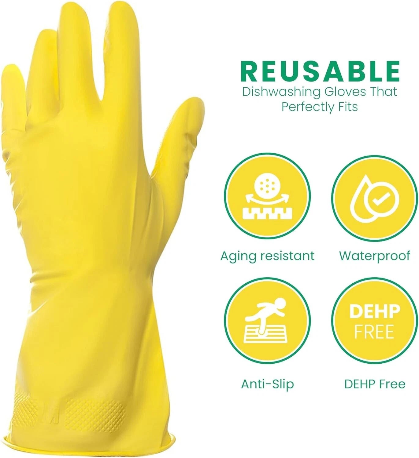 2 Pairs Rubber Gloves Cleaning Car Window Dish Washing up Kitchen Bathroom NEW