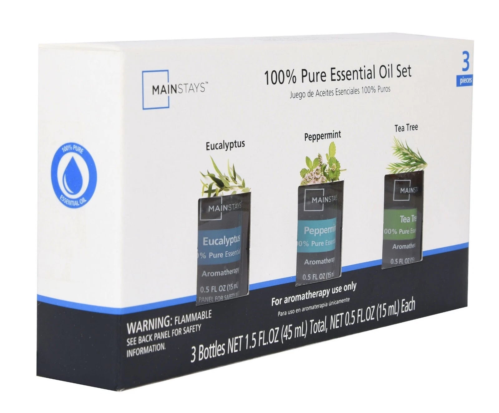 100% Pure Essential Oil Set – Aromatherapy Fragrance Oils for Diffusers (3 x 15ml)