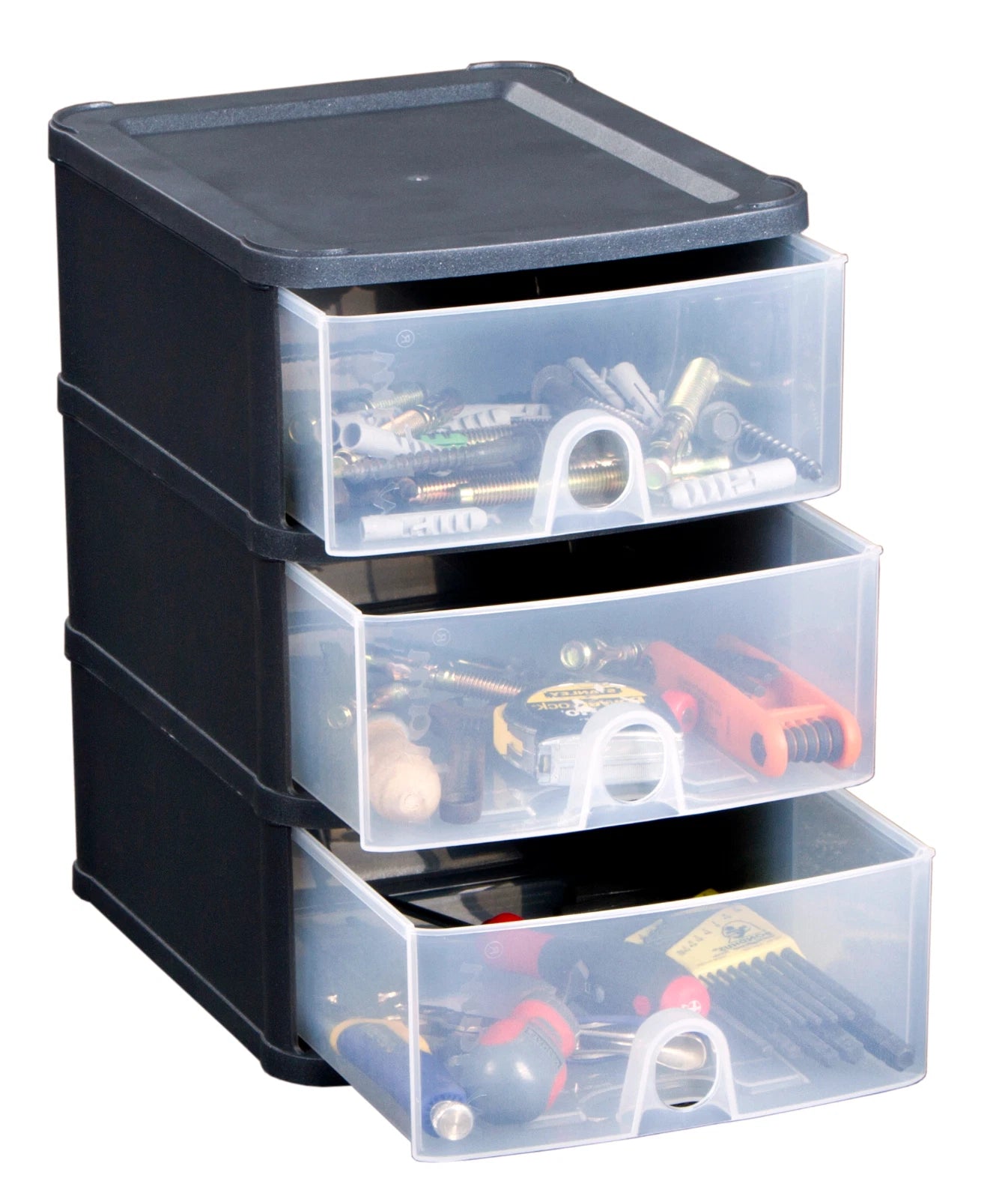 Plastic Storage Drawers Handy 3 Tier Office Home Organiser Chest Drawer Tower