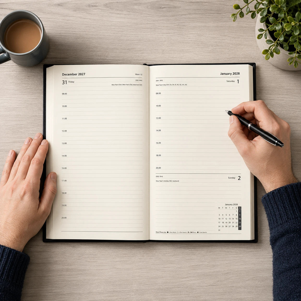 2027 Diary A4 A5 Page a Day or Week To View Padded Cover Dairy Diaries Office