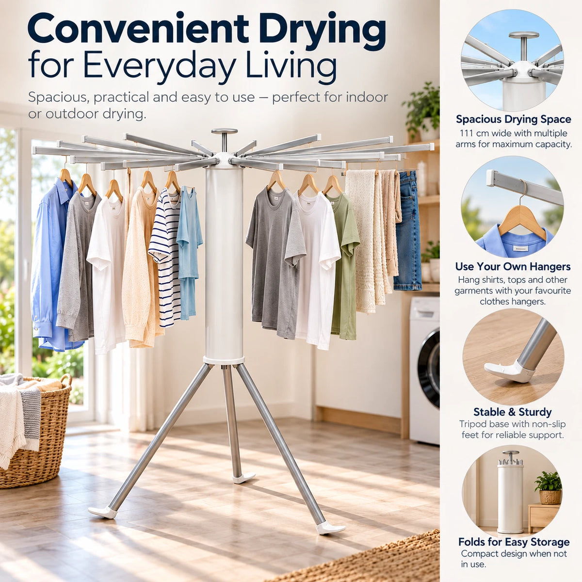 Foldable Clothes Airer Indoor Portable Laundry Clothes Dryer Rack Space Saving