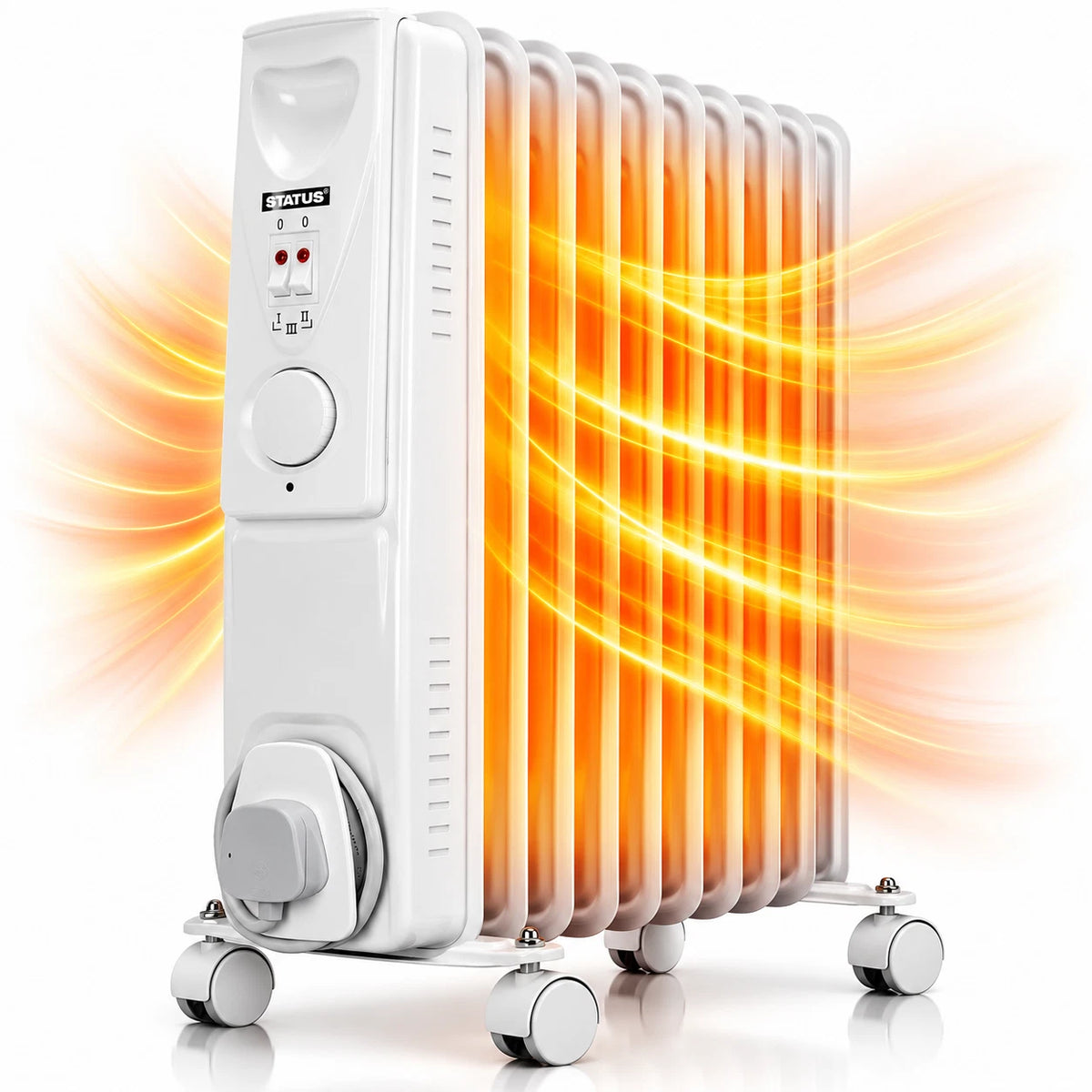 9 Fin Portable Oil Filled Radiator Electric Heater Thermostat 2000W Home Office