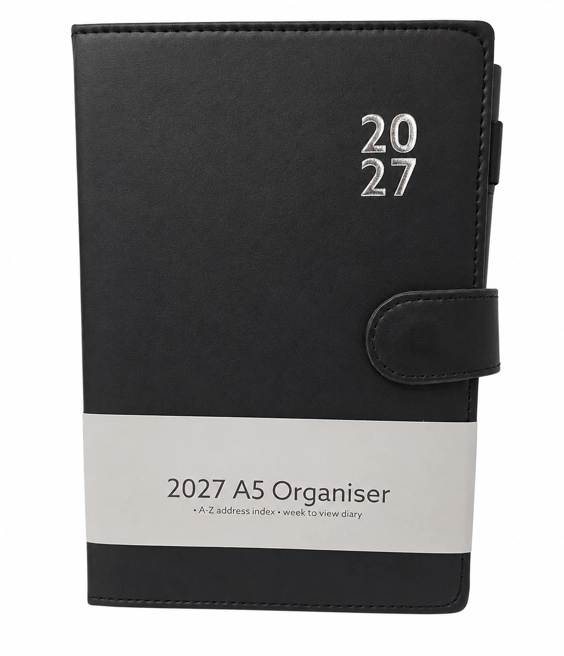 2027 A5 Week to View Diary Premium Organiser with Pen A-Z Address Index Book