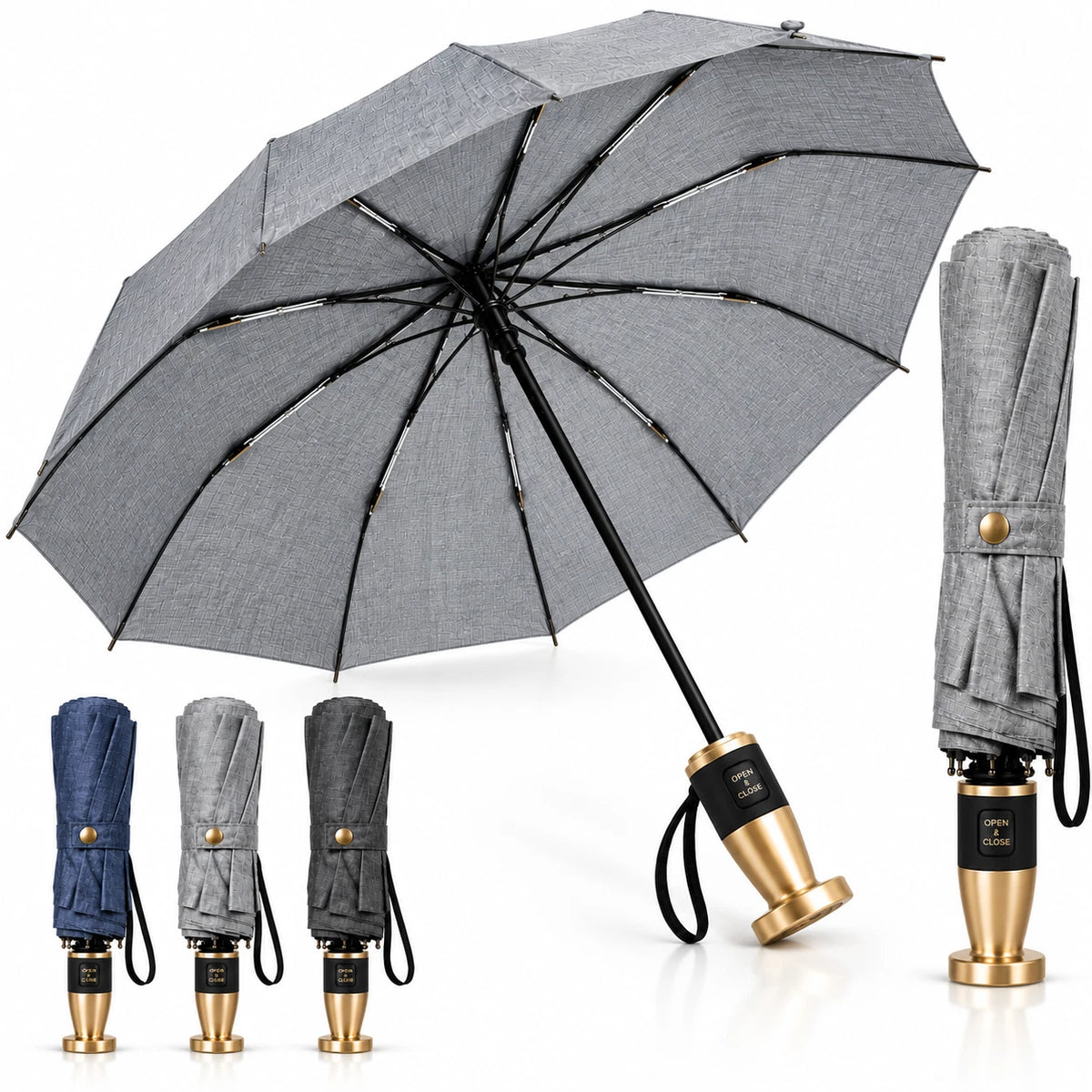 47” Umbrella Windproof 10 Ribs Brolly For Men Women Automatic Оpen Close Anti UV