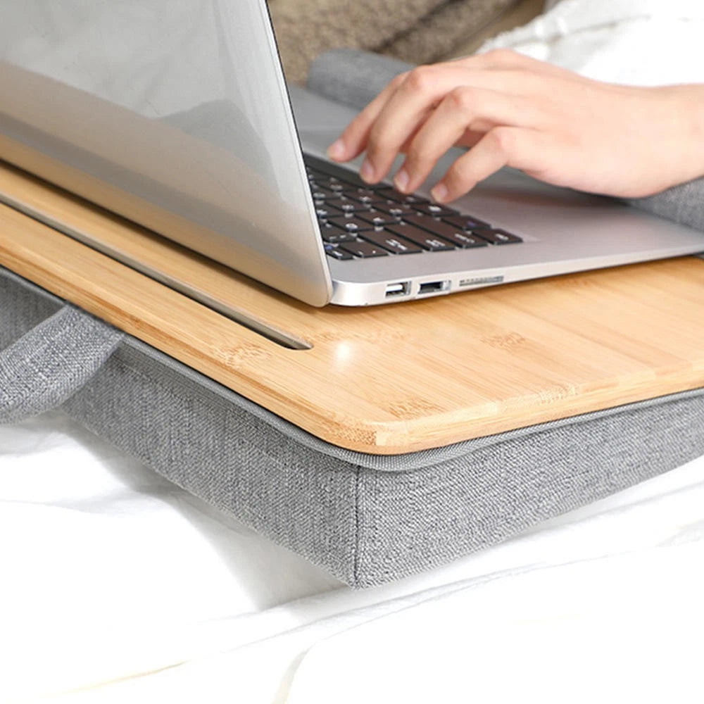 Large Bamboo Lap Desk Laptop Tray Portable Wide Sofa Working Support Cushion