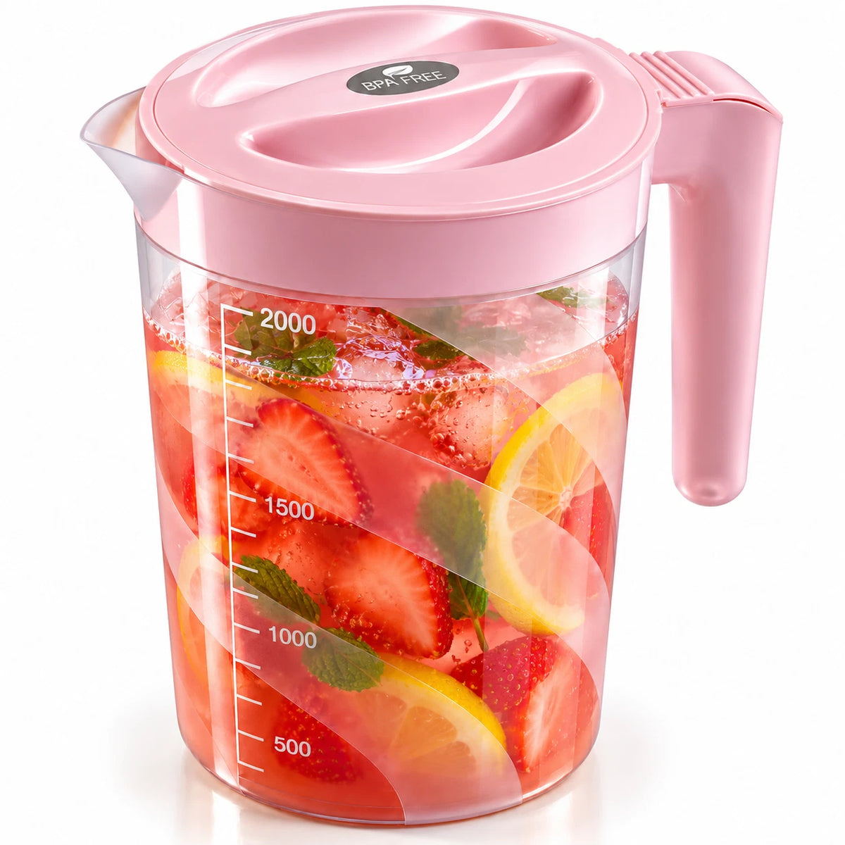 2 Litre Plastic Jug with Lid Pitcher Water Cocktail Juice Drinks Measuring Jugs