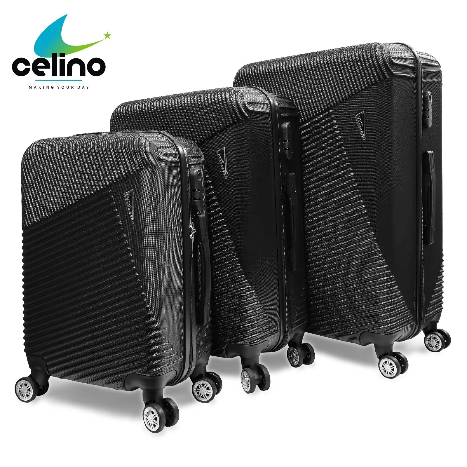 3 Piece Lightweight ABS Hard Shell Suitcase Set – 4 Wheel Travel Luggage Bags