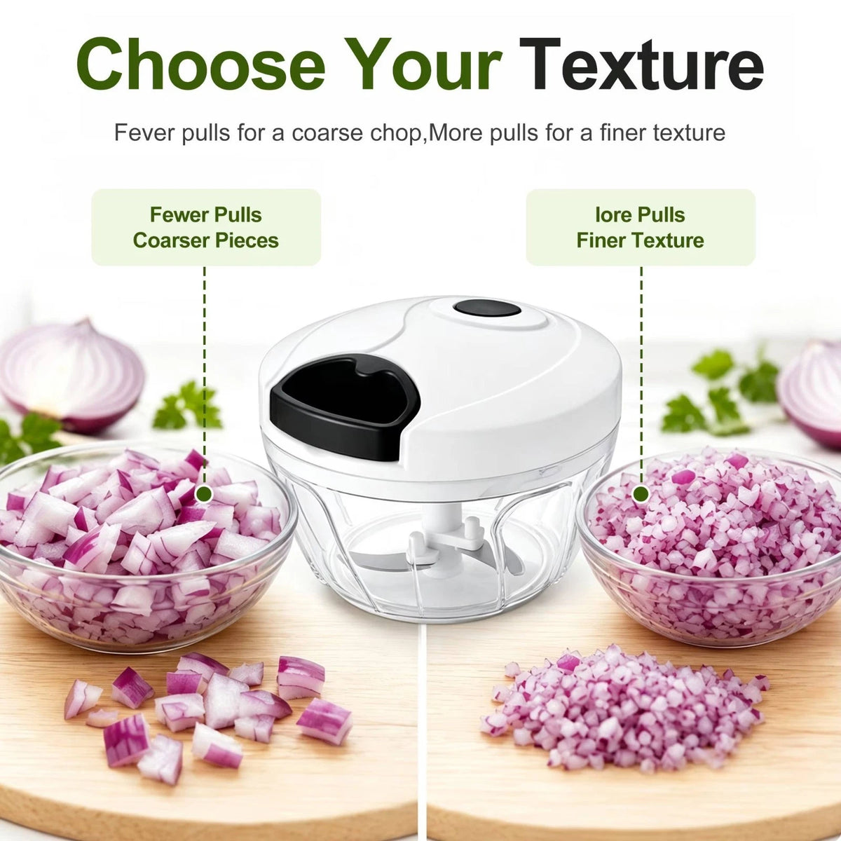 Celino Manual Food Processor Vegetable Chopper with Pull Cord 400ml Onion Slicer