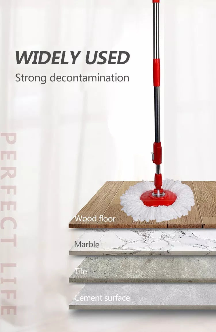 Spin Mop and Bucket Set – Microfibre Floor Cleaning System with Stainless Steel Handle for Home Cleaning