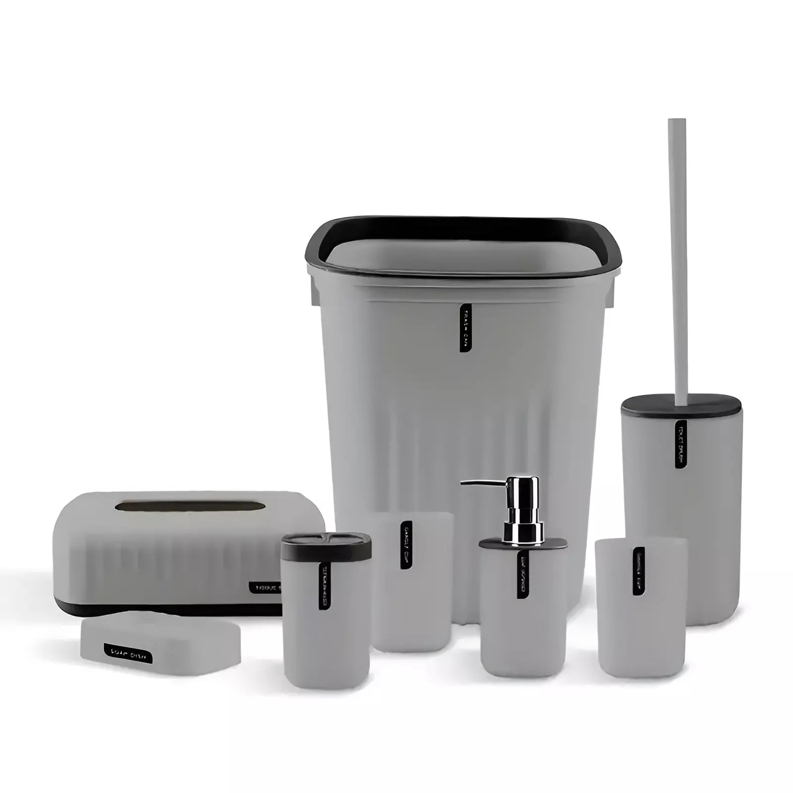 8pcs Bathroom Accessories Set Bin Toilet Brush Toothbrush Tissue Holder Soap