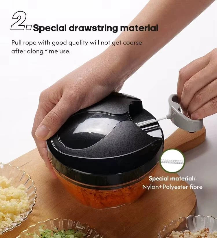 Manual Food Vegetable Chopper Pull String 400ml Cord Onion Slicer Hand Blender