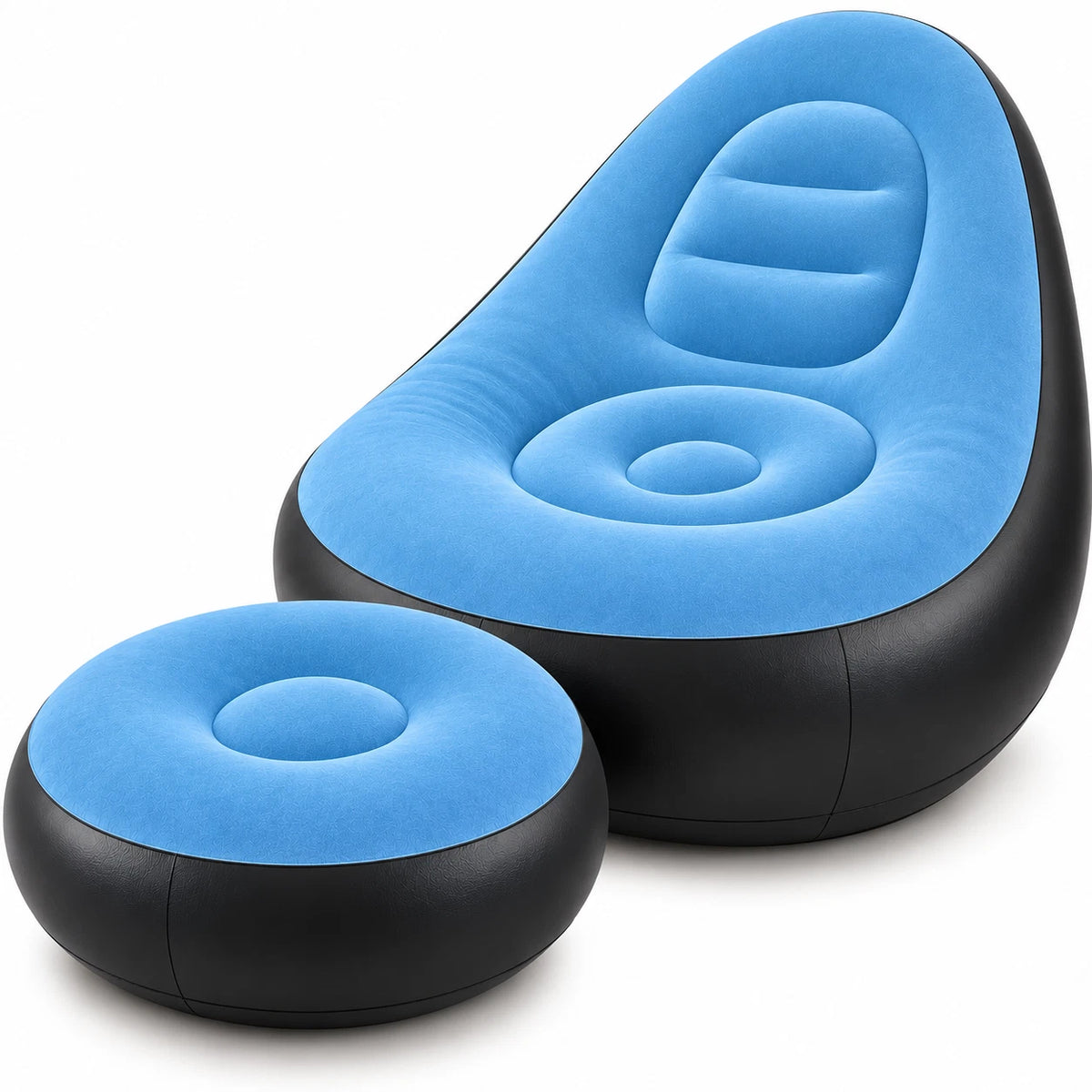 Inflatable Lounger Chair Sofa With Foot Stool Air Blow Up Couch Indoor Outdoor