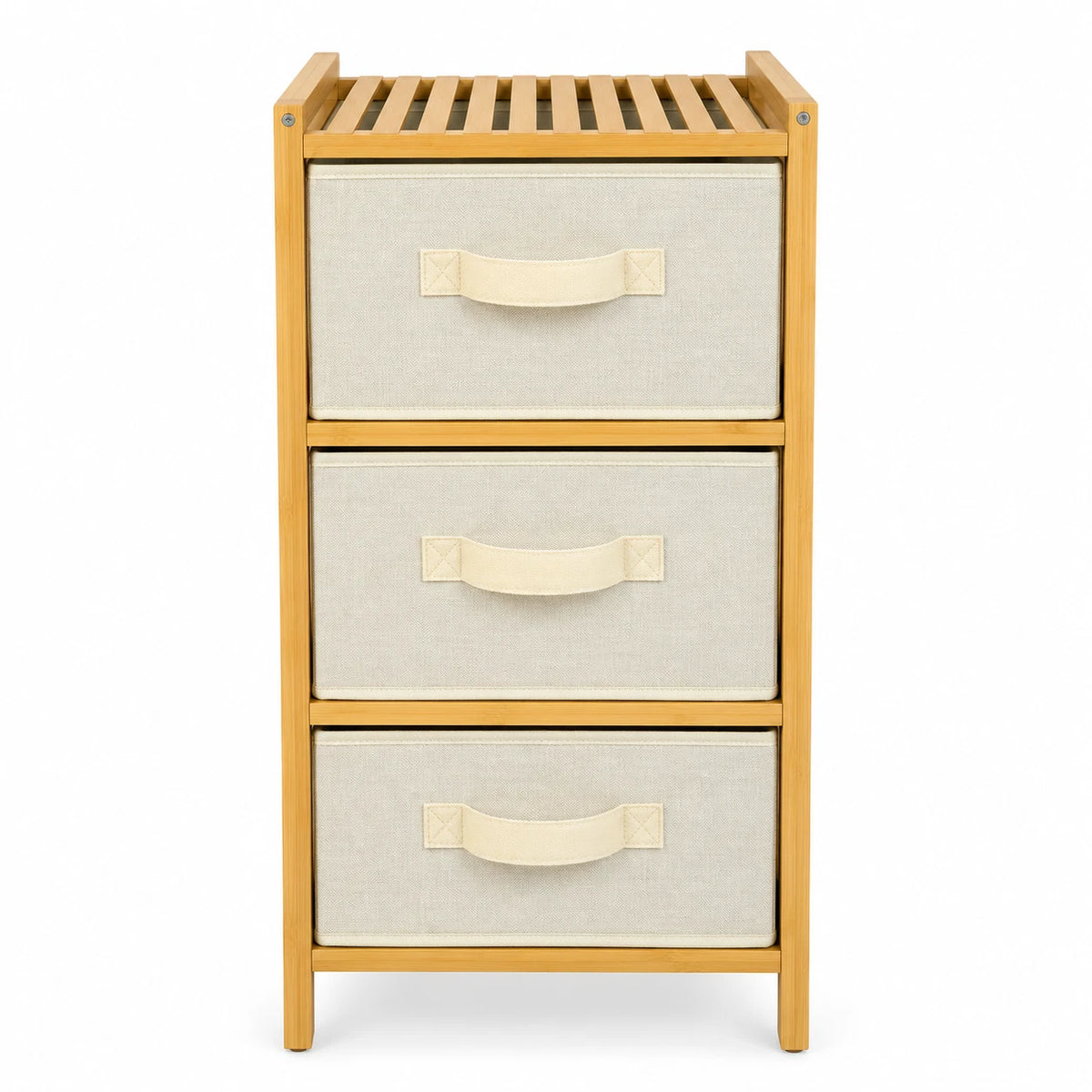 Bamboo 3 Chest of Drawers Fabric Bedroom Bedside Organiser Dresser Storage Unit