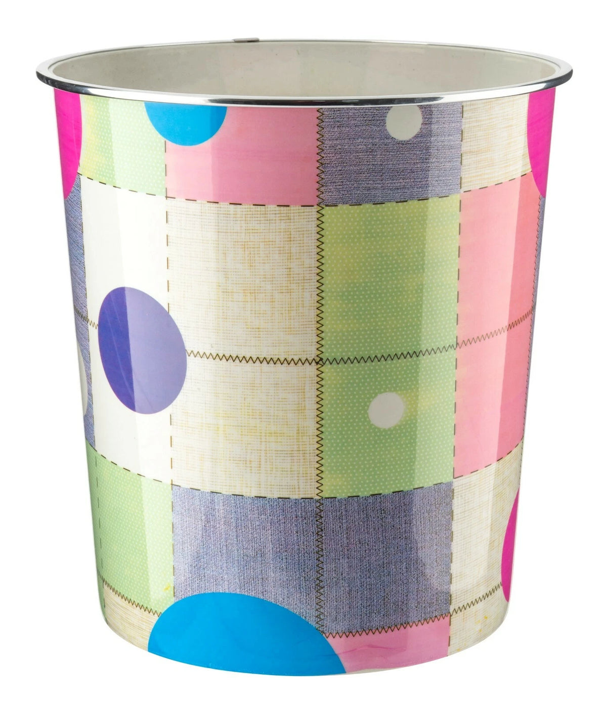 7.7L Waste Paper Dust Bin Rubbish Round Plastic Floral Office Bathroom Kitchen