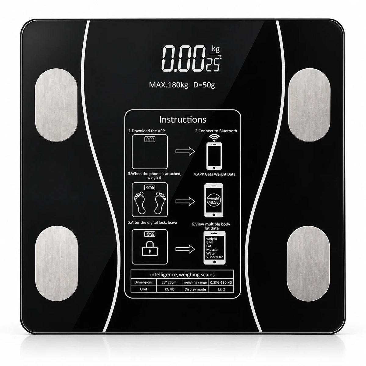 Celino Smart Bathroom Scales Bluetooth Body Fat BMI Digital Weighing Scale 180kg