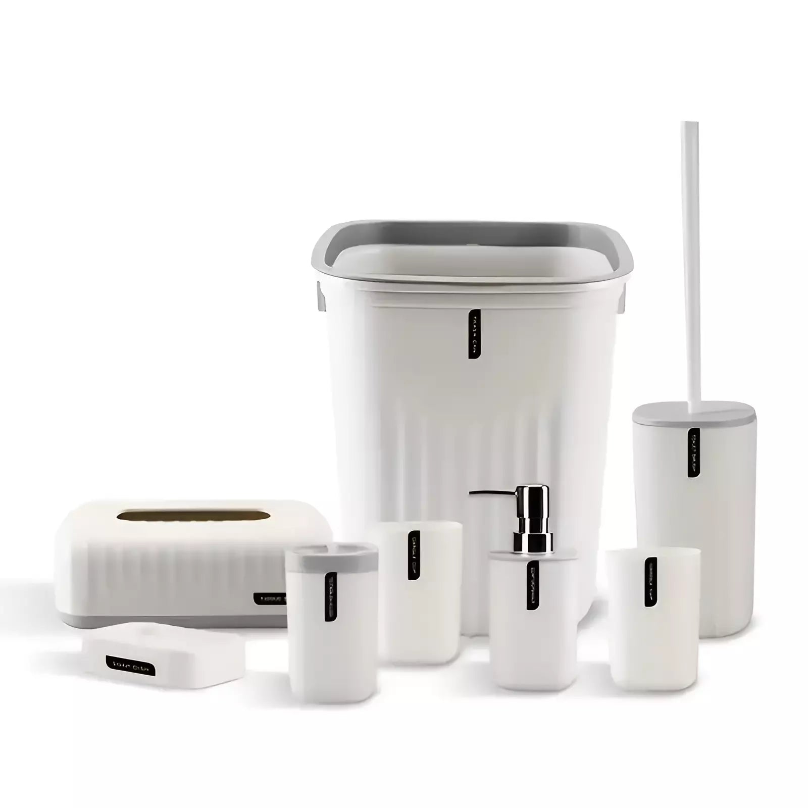 8pcs Bathroom Accessories Set Bin Toilet Brush Toothbrush Tissue Holder Soap