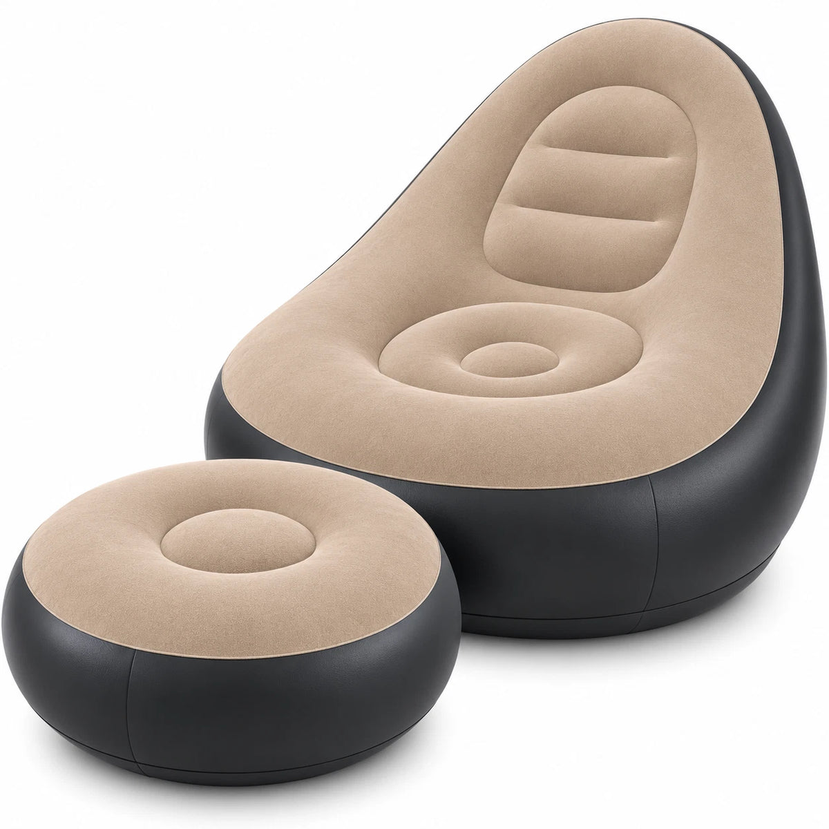 Inflatable Lounger Chair Sofa With Foot Stool Air Blow Up Couch Indoor Outdoor