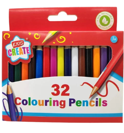 32 Colouring Pencils Mini Kids Children Back to School Art Craft Assorted Colour