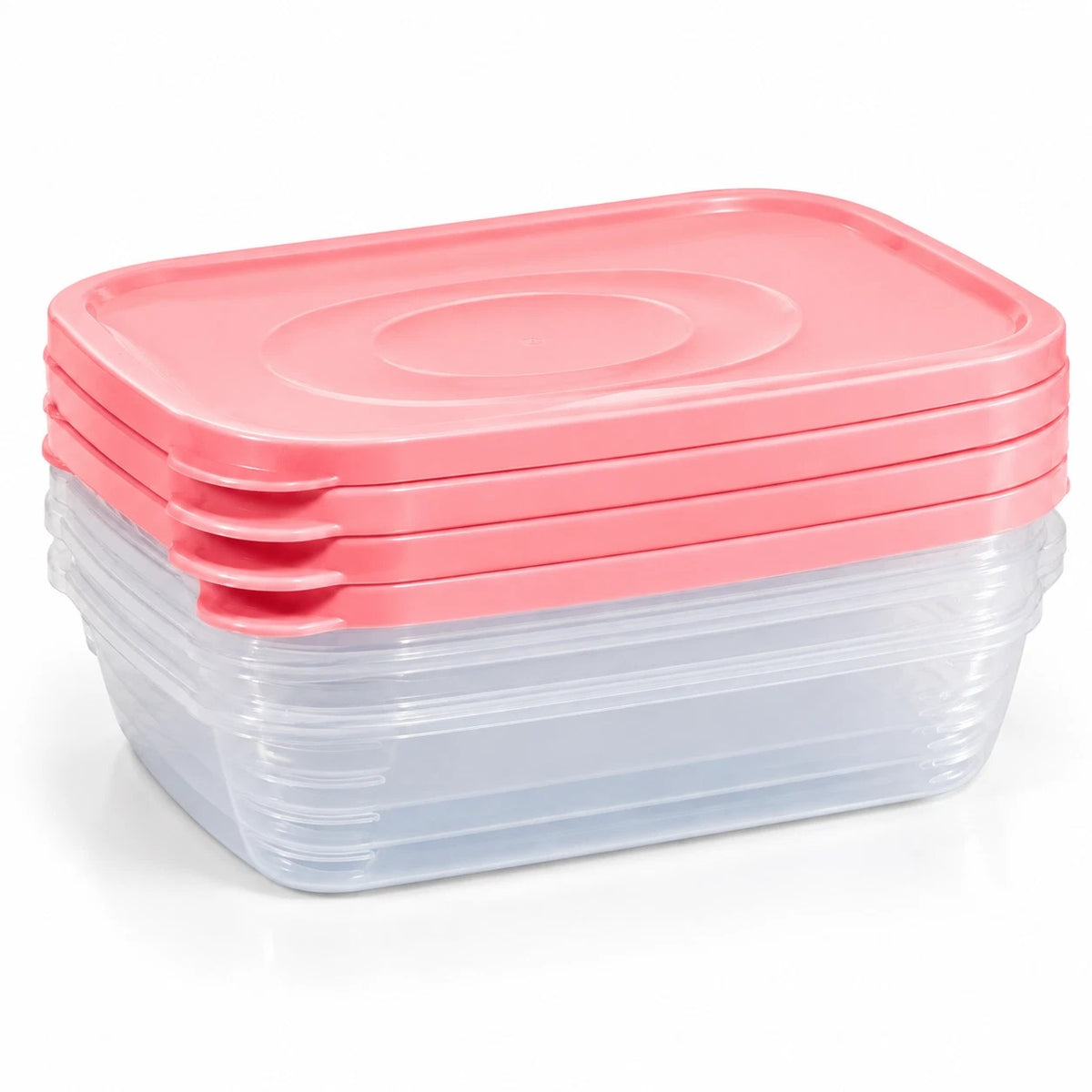 4 x 1 Litre Plastic Food Storage Containers With Lids Reusable Micorwave Freezer