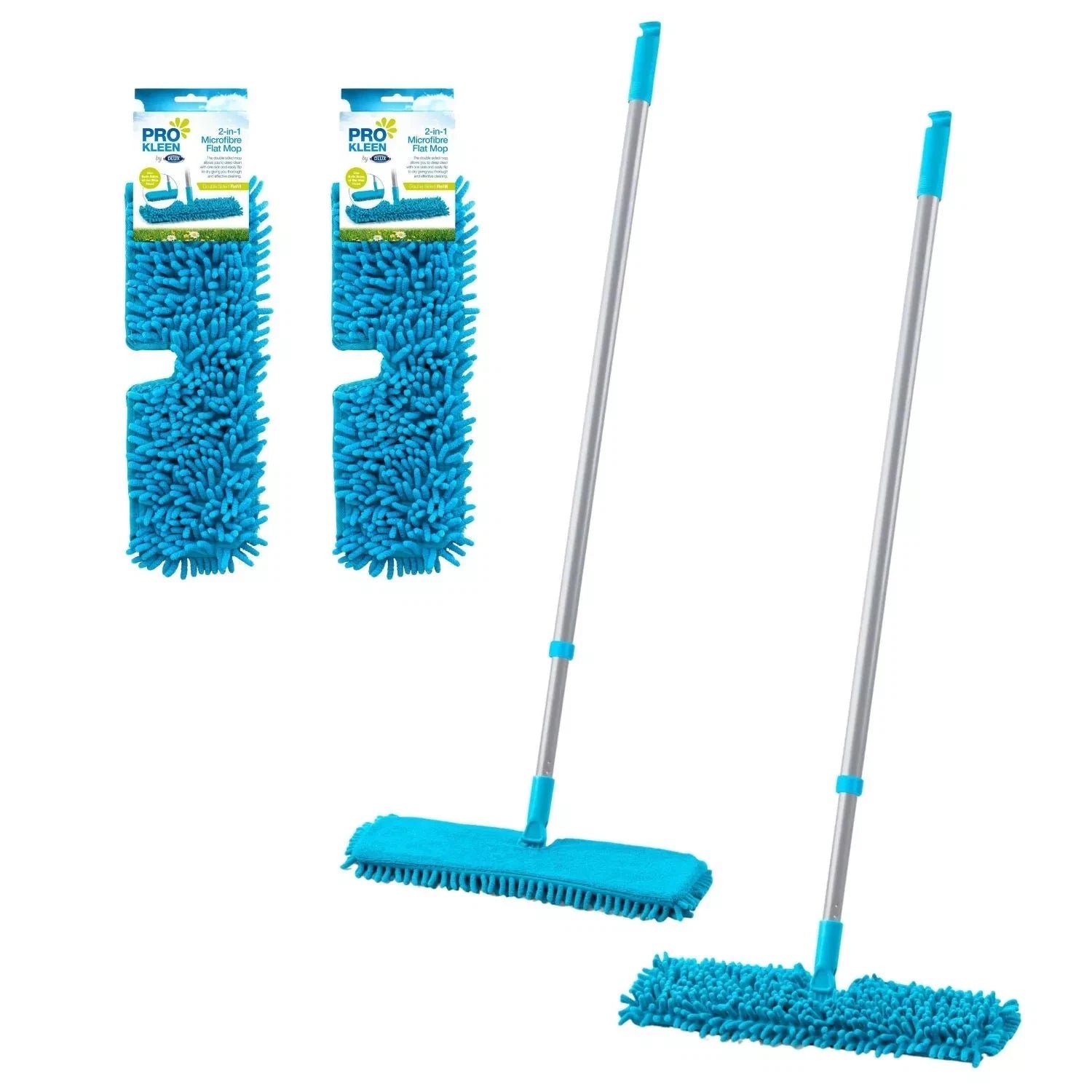 Double Sided Microfiber Mop Floor Cleaner Wet Dry Cleaning Extendable Handle